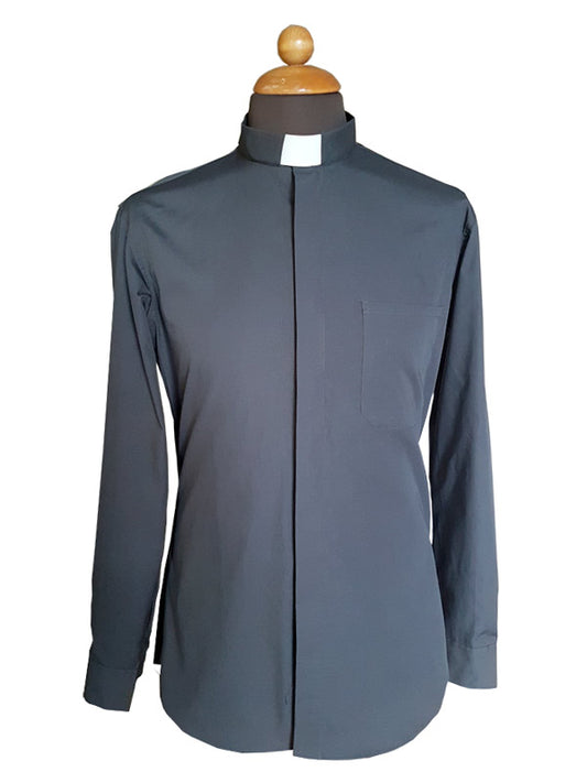 Camicia clergy manica lunga grigio scuro