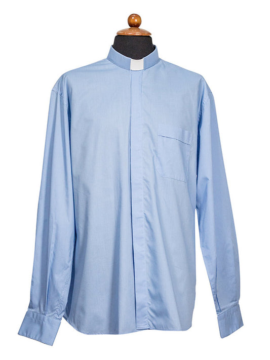 Camicia clergy manica lunga celeste