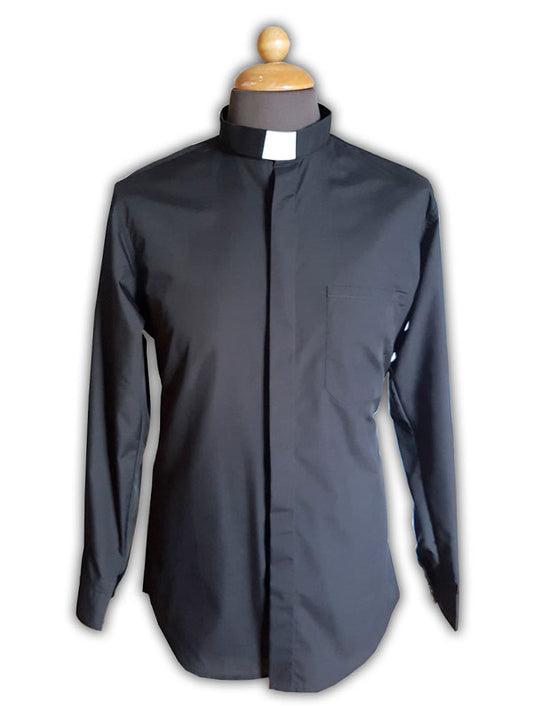 Camicia clergy manica lunga nera