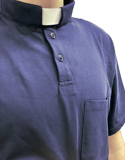 Polo Clergyman Sacerdote Cotone 100 % - Blu - luxdei.it