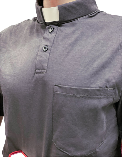 Polo Clergyman Sacerdote Cotone 100% - Grigio Scuro - luxdei.it